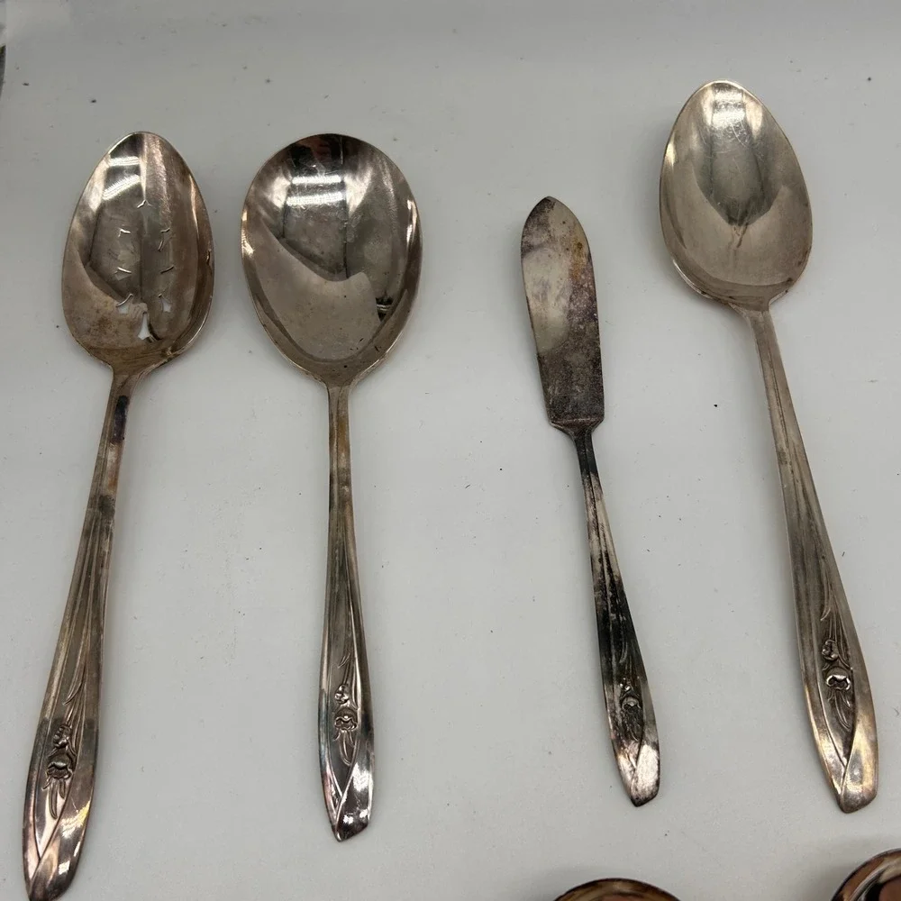 Silver Tulip by International Silver Silver Plate Flatware 56 Piece Set